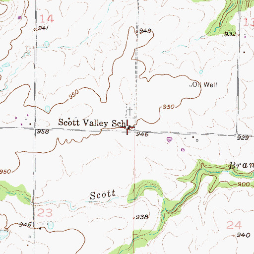 Topographic Map of Scott Valley School (historical), KS