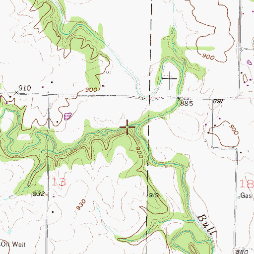 Topographic Map of Wade Branch, KS