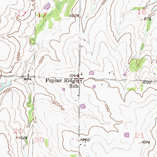 Topographic Map of Poplar Ridge School (historical), KS
