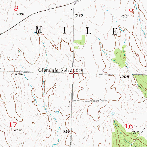 Topographic Map of Glendale School (historical), KS