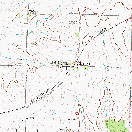 Topographic Map of Chiles, KS