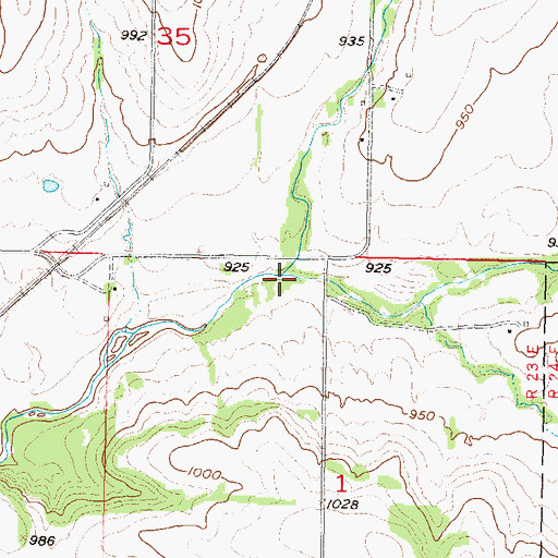 Topographic Map of Sweetwater Creek, KS