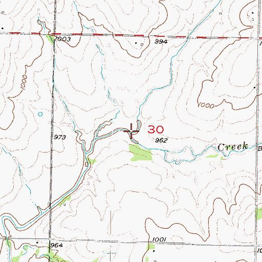 Topographic Map of Tucker Branch, KS