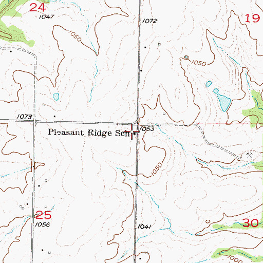 Topographic Map of Pleasant Ridge School (historical), KS