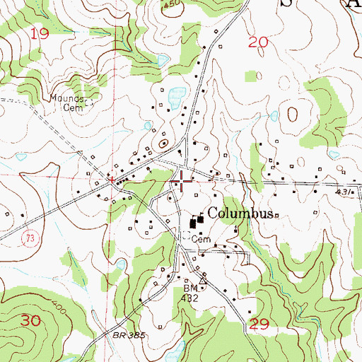 Topographic Map of Columbus, AR