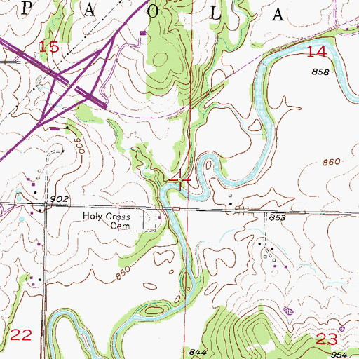 Topographic Map of Dorsey Branch, KS