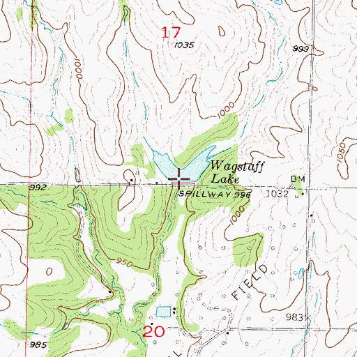 Topographic Map of Wagstaff Lake, KS