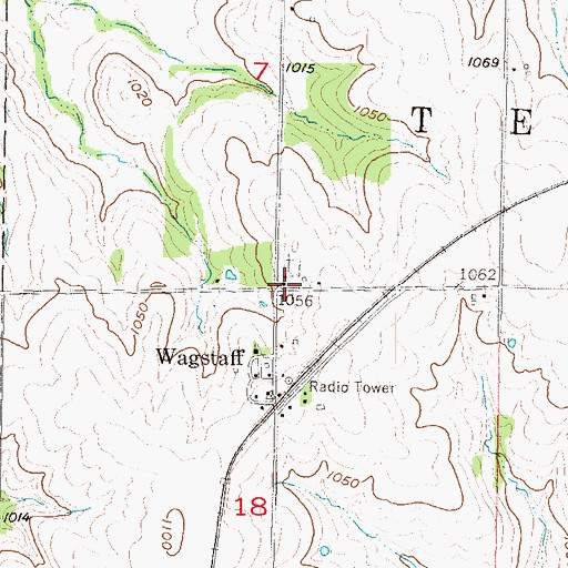 Topographic Map of Wagstaff, KS