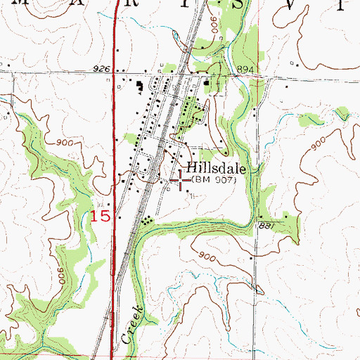 Topographic Map of Hillsdale, KS