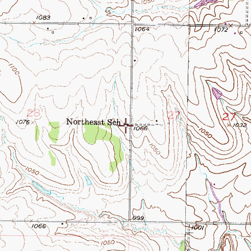 Topographic Map of Northeast School (historical), KS