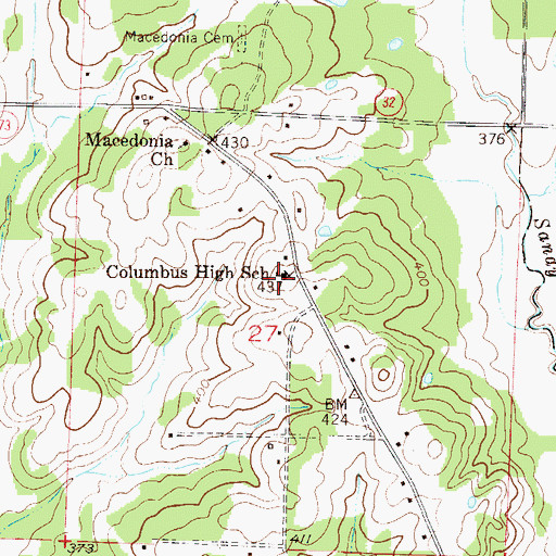 Topographic Map of Columbus High School, AR