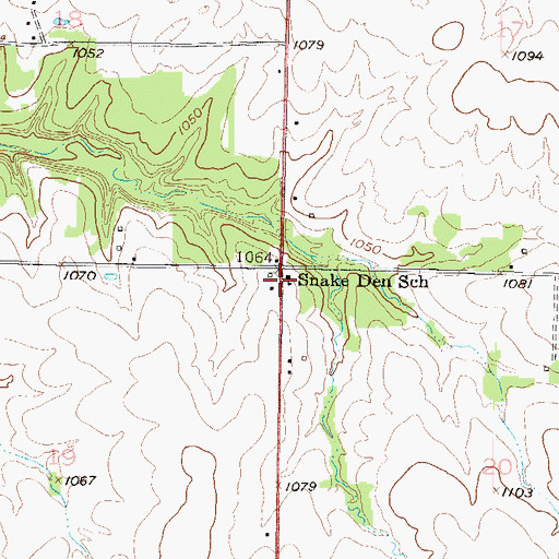 Topographic Map of Snake Den School (historical), KS