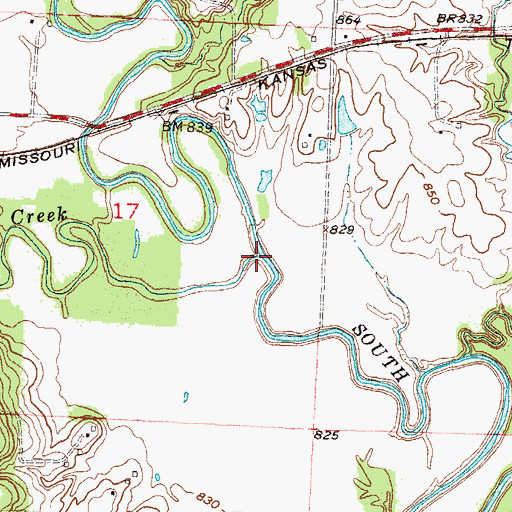 Topographic Map of Poney Creek, MO