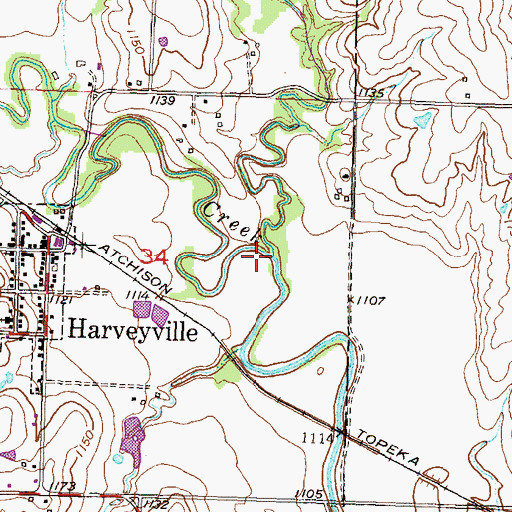 Topographic Map of Coon Creek, KS