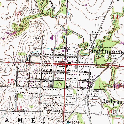 Topographic Map of Burlingame, KS