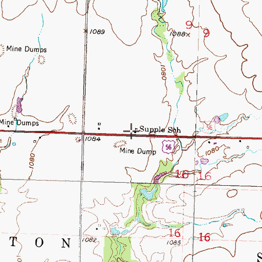 Topographic Map of Supple School, KS