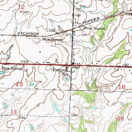 Topographic Map of Fostoria School, KS
