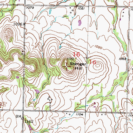 Topographic Map of Stenger Hill, KS