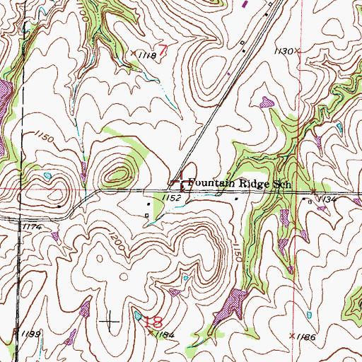 Topographic Map of Fountain Ridge School, KS