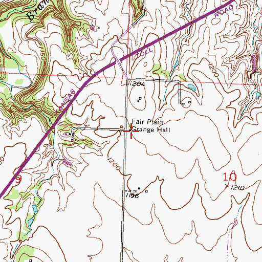 Topographic Map of Fairplain Grange Hall, KS