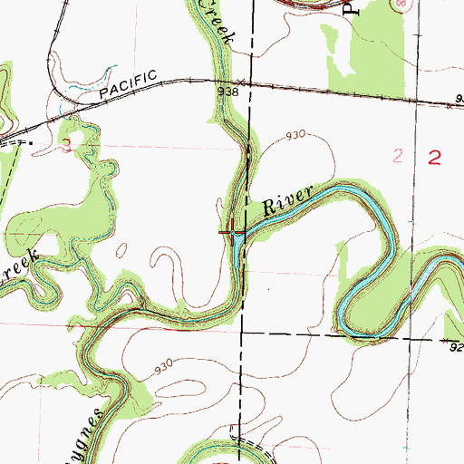 Topographic Map of Hundred and Ten Mile Creek, KS