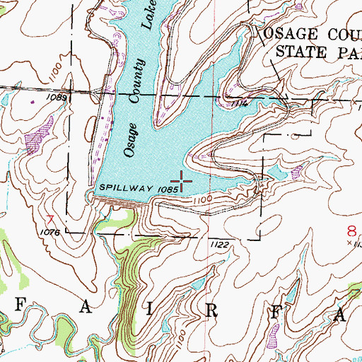 Topographic Map of Osage County Lake, KS
