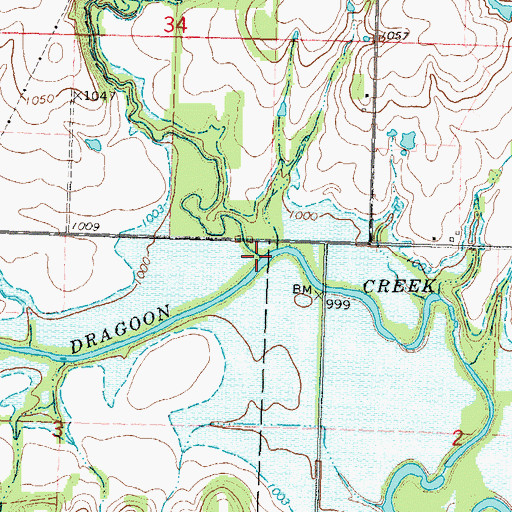Topographic Map of Popcorn Creek, KS
