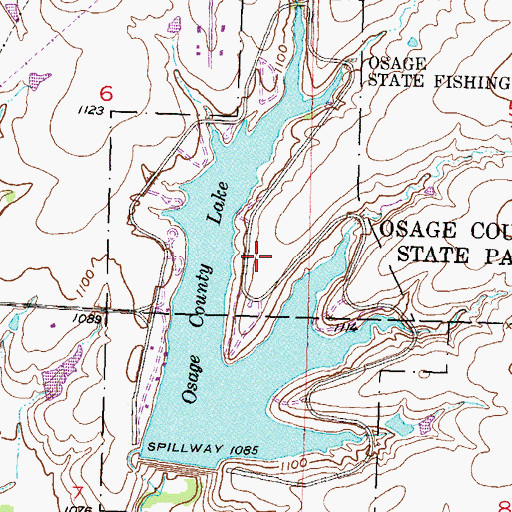 Topographic Map of Osage County State Park, KS
