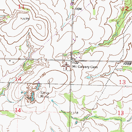 Topographic Map of Mount Calvary Cemetery, KS