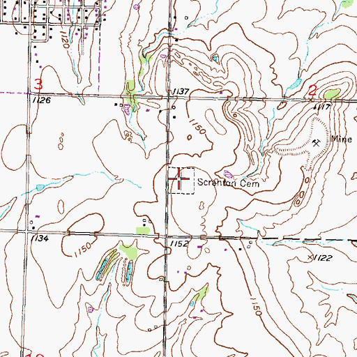 Topographic Map of Scranton Cemetery, KS