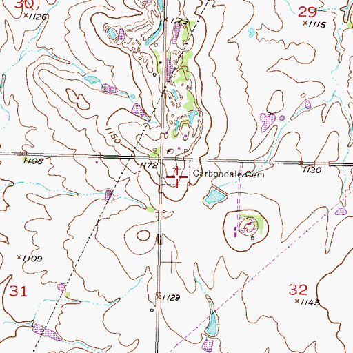 Topographic Map of Carbondale Cemetery, KS