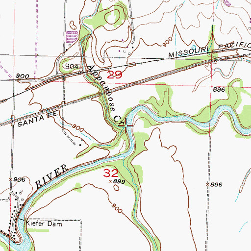Topographic Map of Appanoose Creek, KS