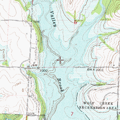 Topographic Map of Wolf Creek, KS