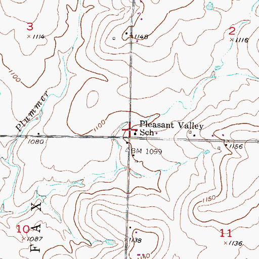 Topographic Map of Pleasant Valley School, KS