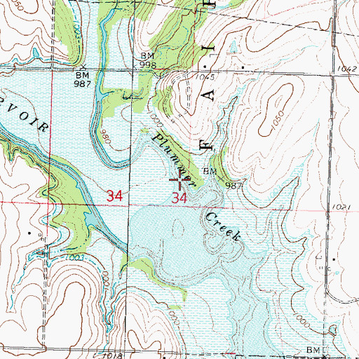 Topographic Map of Plummer Creek, KS