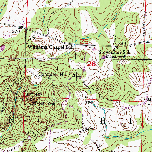 Topographic Map of Common Hill Church, AR