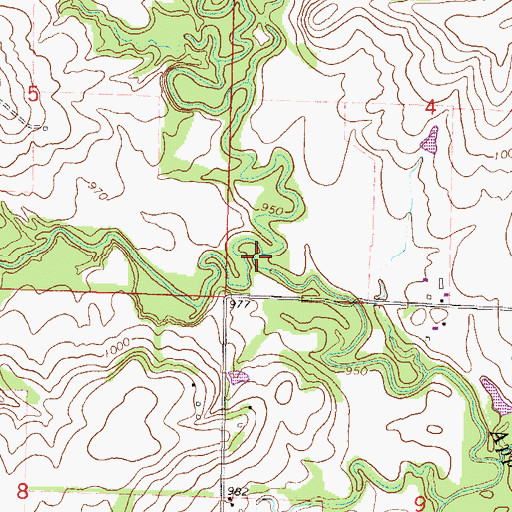 Topographic Map of East Appanoose Creek, KS