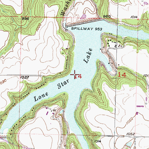 Topographic Map of Lone Star Lake, KS