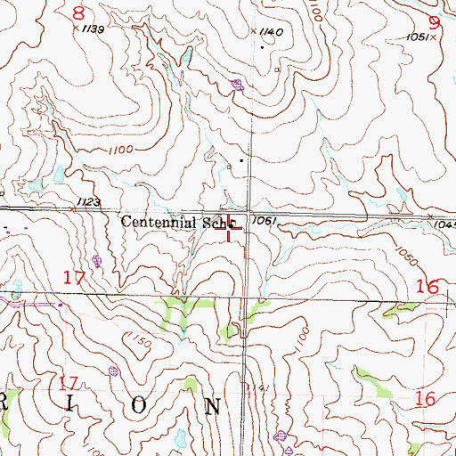 Topographic Map of Centennial School (historical), KS