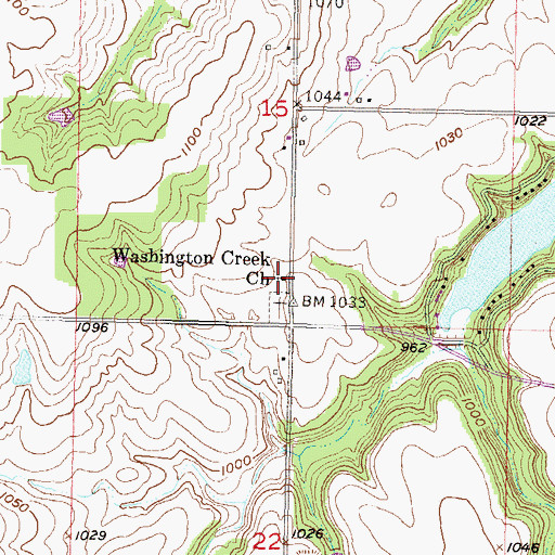 Topographic Map of Washington Creek Church, KS