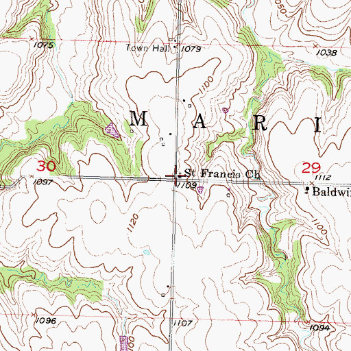 Topographic Map of Saint Francis Church, KS