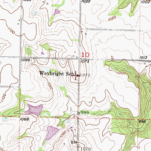 Topographic Map of Weybright School (historical), KS