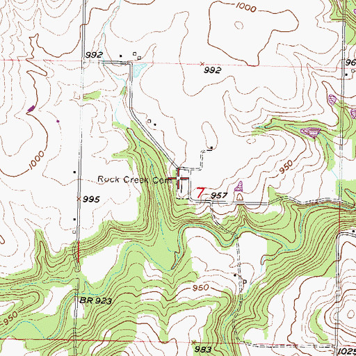 Topographic Map of Rock Creek Cemetery, KS