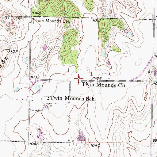 Topographic Map of Twin Mounds Church, KS