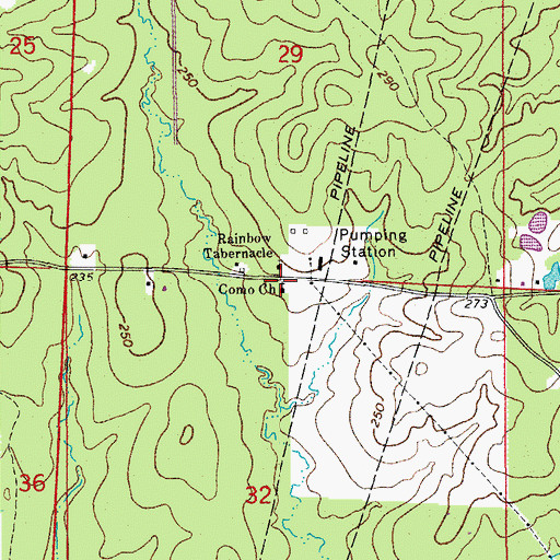 Topographic Map of Como Church, AR