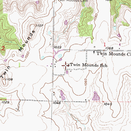 Topographic Map of Twin Mounds School (historical), KS
