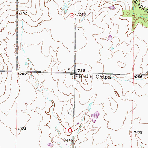 Topographic Map of Bethel Chapel, KS
