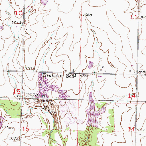 Topographic Map of Brubaker School (historical), KS