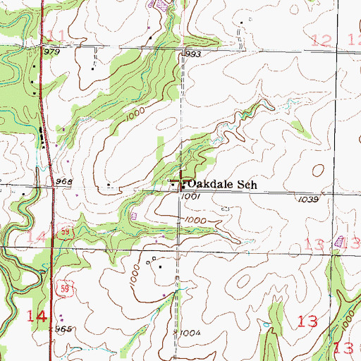 Topographic Map of Oakdale School (historical), KS