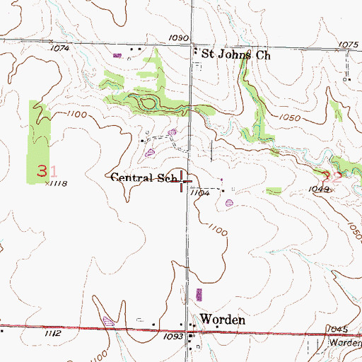 Topographic Map of Central School (historical), KS